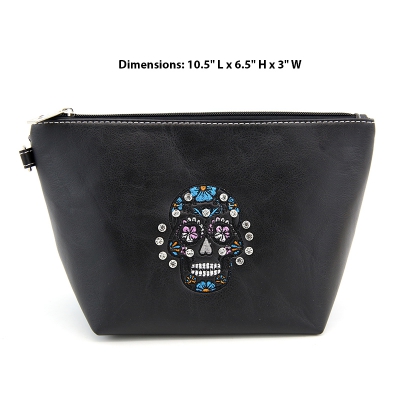 Black 'Sugar Skull' Western Embroider Wallet - PTF17181