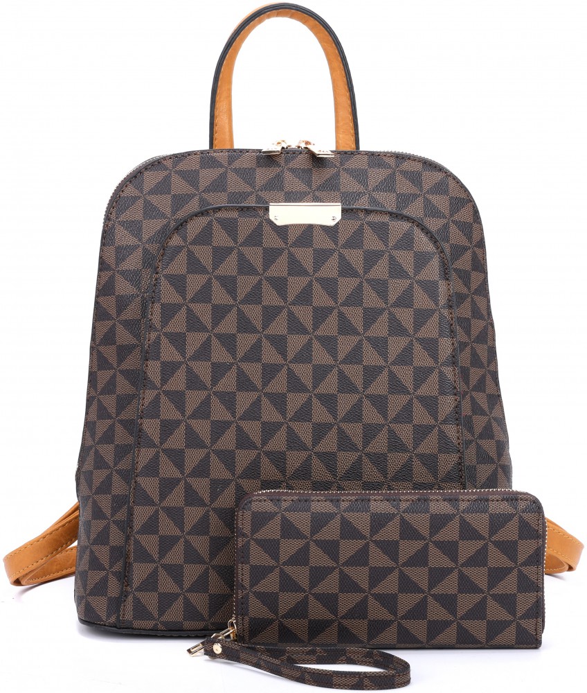 MUSTARD 2 IN 1 MONOGRAM BACKPACK WITH MATCHING WALLET - Click Image to Close