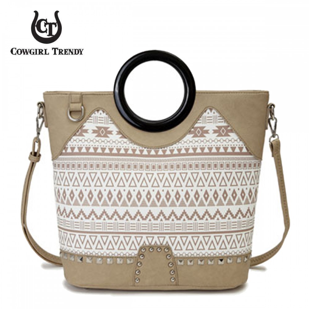 Natural 'Cowgirl Trendy' Aztec Print Handbag - CND 5197 - Click Image to Close