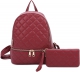 BURGUNDY 2 IN 1 QUITED STYLE BACKPACK SET