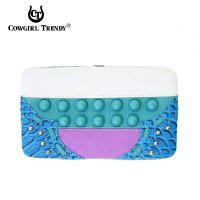 Aqua Western Cowgirl Trendy Hard Case Wallet - KYC 4326