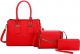 RED 3 IN 1 PLAIN TOTE BAG WITH MESSENGER AND WALLET SET