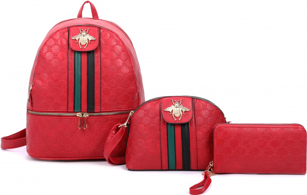 RED 3 IN 1 BEE STYLE CUTE FASHION BACKPACK SET - Click Image to Close