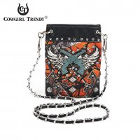 Fire Colored W/Winged Guns Western Messenger Bag - FFM4 5379G