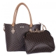 Coffee 2 IN 1 Signature Inspired Fashion Handbag - F373