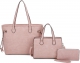 PINK 3 IN 1 PLAIN TOTE BAG WITH BAG AND WALLET SET