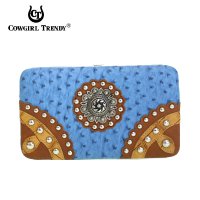 Blue Western Cowgirl Trendy Hard Case Wallet - WTA2 3000