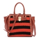 Orange Two Tone Stripe Fur Inspired Satchel Handbag - FST 1507
