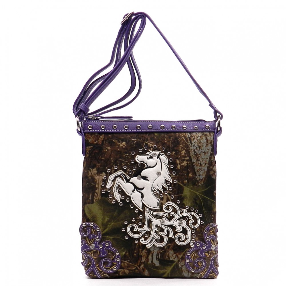 Purple 'Horse & Nature' Western Messenger Bag - FML29 4699 - Click Image to Close