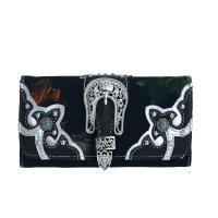 Black Buckle W/Leaves & Trees Wallet - BML 030WB