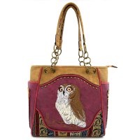 Classic Western Owl Embroidered Concealed Tote Bag - PTF17587