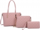 PINK 3IN1 QUILT STITCH CHIC TOTE BAG WITH MATCHING CROSSBODY AN