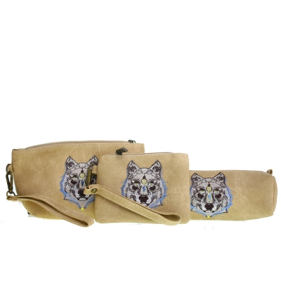 Camel Travel Makeup Toiletry Wallet Pouch Bag - 3 piece Set