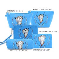 Blue Travel Makeup Toiletry Wallet Pouch Bag - 5 piece Set