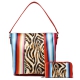 Red 2 IN 1 Zebra Multi-striped Tote Handbag Set - SERA2 5435Z