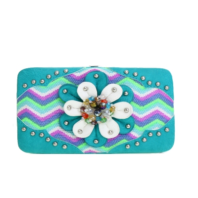 Aqua Western Cowgirl Trendy Hard Case Wallet - VZI 4326