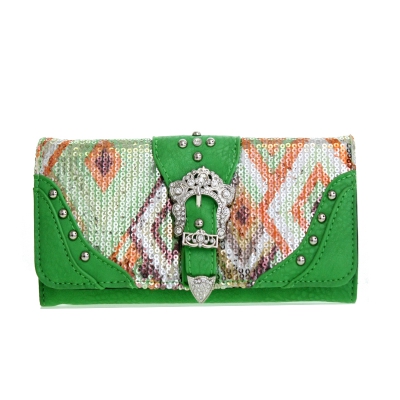 Green Western Cowgirl Wallet - NEM 030B