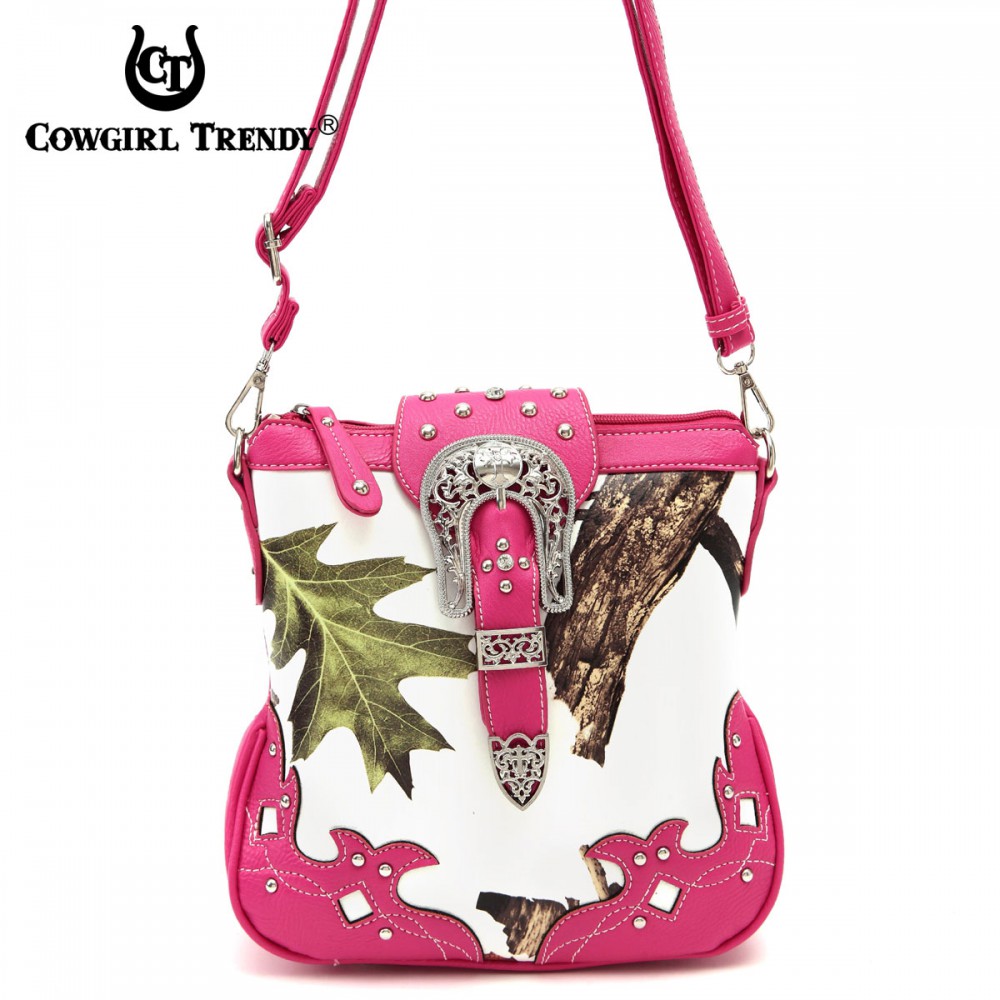 Fuchsia Leaves & Tree Messenger Bag - WML2 200B - Click Image to Close