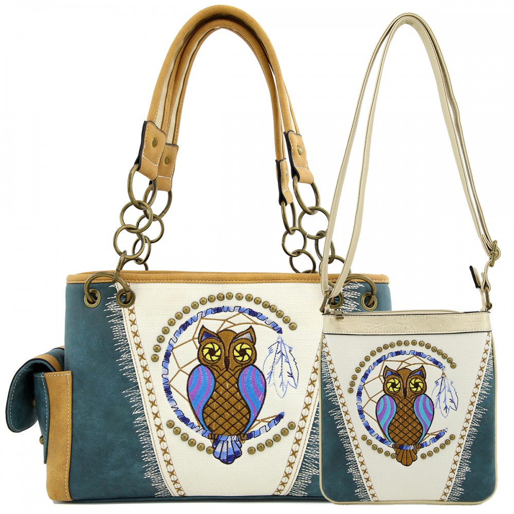 Classic Western Owl Embroider Concealed Shoulder Set - PTF17583 - Click Image to Close