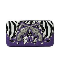 Purple Western Double Gun Hard Case Wallet - ZUN 4326