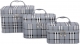 BLACK 3IN1 FASHION PLAID CHECKER DESIGN COSMETIC TOOLBOX SET