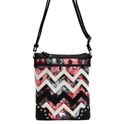 Black Zigzag Messenger Bag - SQM8 9469