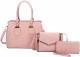 PINK 3 IN 1 PLAIN TOTE BAG WITH MESSENGER AND WALLET SET