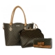 Coffee 3 IN 1 Signature Inspired Fashion Handbag Set - F373