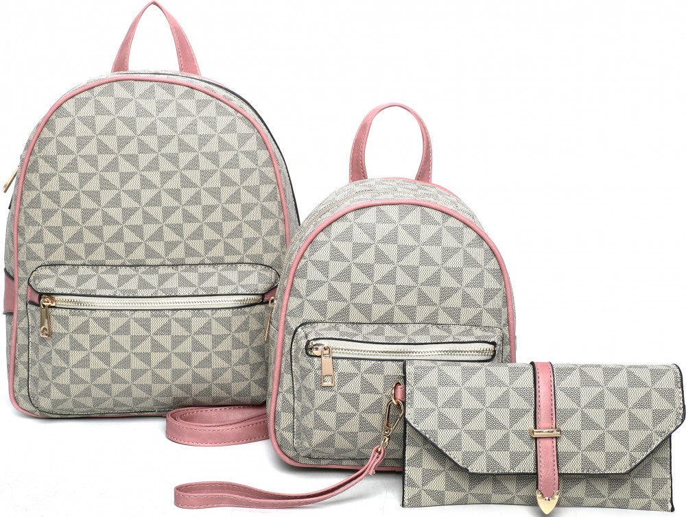 PINK 3 IN 1 STYLISH MONOGRAM BACKPACK SET - Click Image to Close