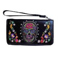 Black Western Sugar Skull Western Wallet - SK2062W117