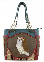 Classic Western Owl Embroidered Concealed Tote Bag - PTF17587