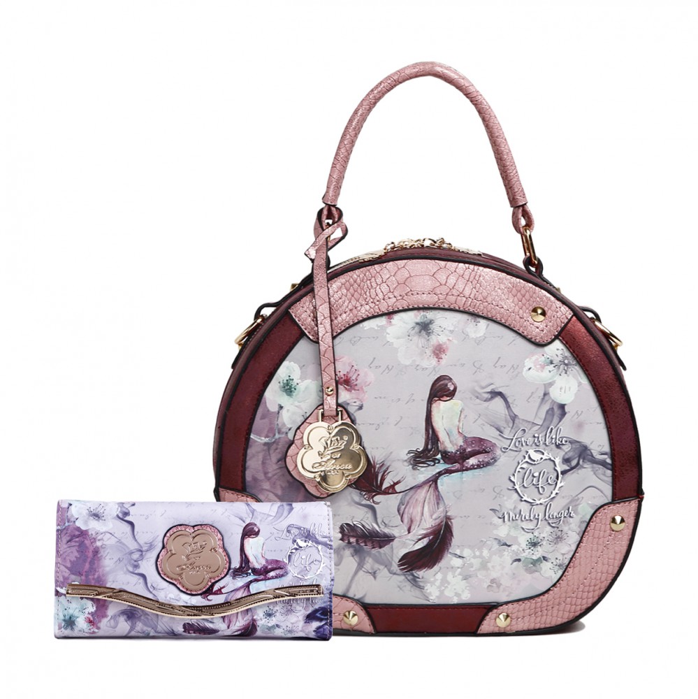 Burgundy Arosa Princess Mermaid Handbag Set - BC8102-BCW8682 - Click Image to Close