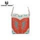 Orange Western Butterfly Rhinestone Messenger Bag - BFU2 469B