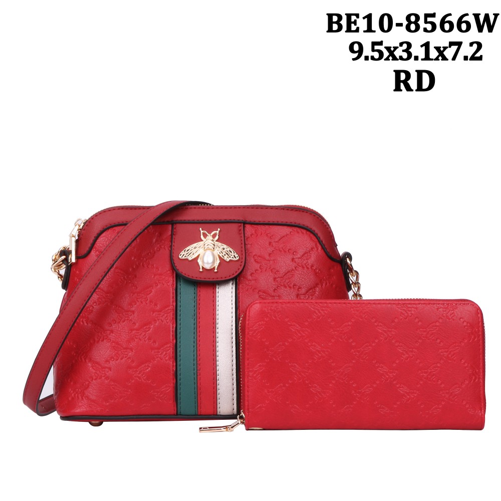 Red 2 IN 1 Elegance Signature Cross body Bag Set - BE10-8566W - Click Image to Close