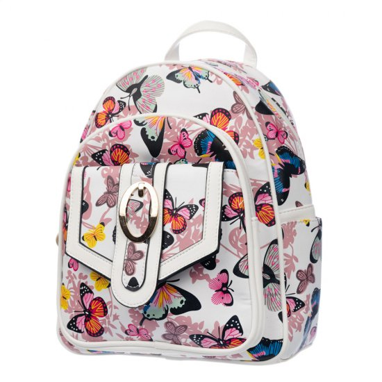 White Signature Inspired Fashion Backpack - 2116 - Click Image to Close
