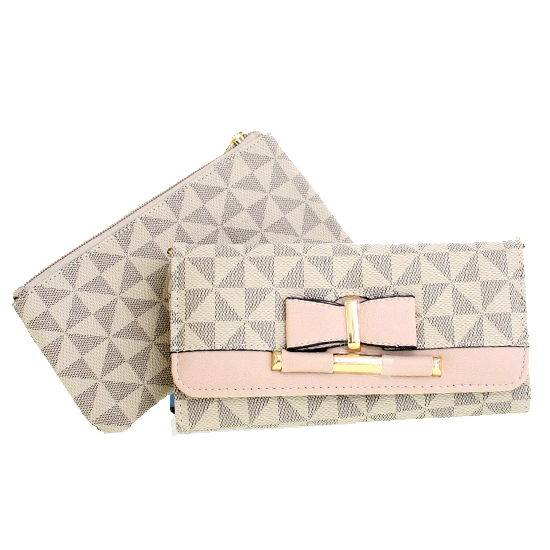 Pink 3 IN 1 Signature Inspired Fashion Handbag Set - F373 - Click Image to Close